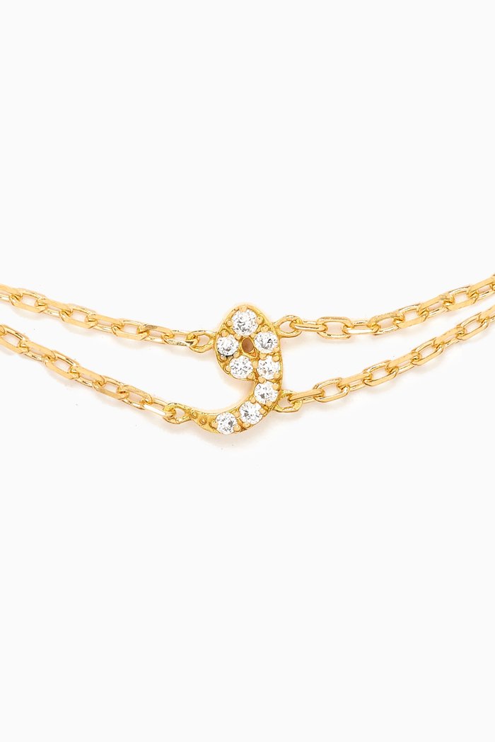 

Arabic Letter 'W'و Diamond Bracelet in 18kt Gold, White