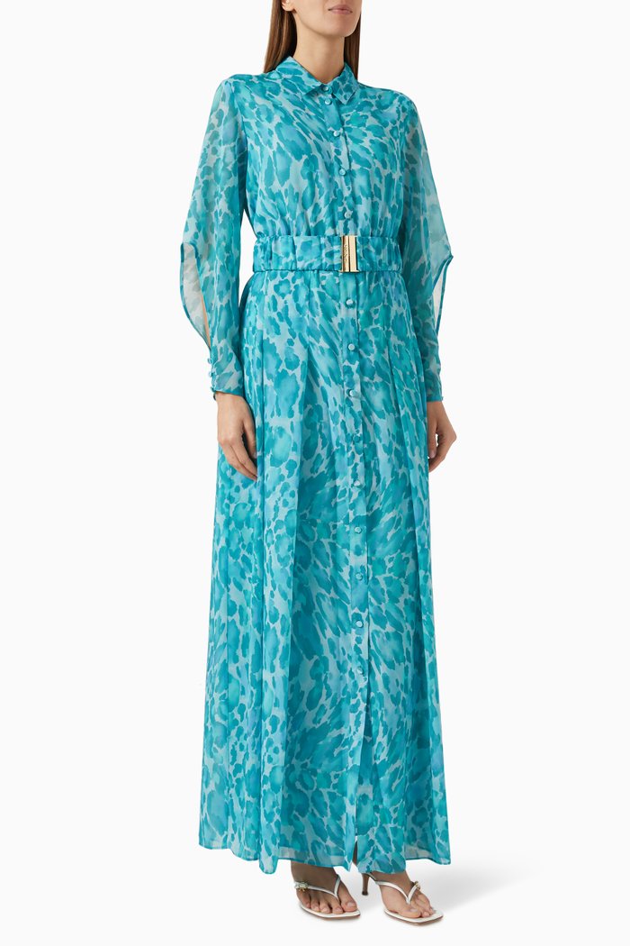 

Narcisi Printed Maxi Dress in Chiffon, Multicolour