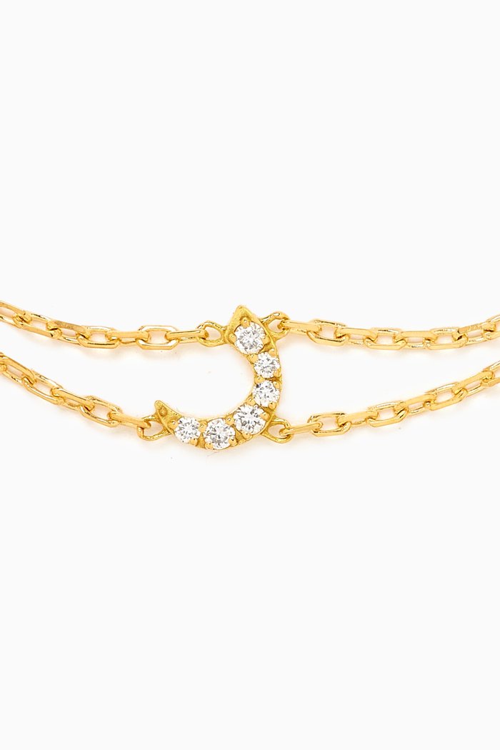 

Arabic Letter 'R' ر Diamond Bracelet in 18kt Gold, White