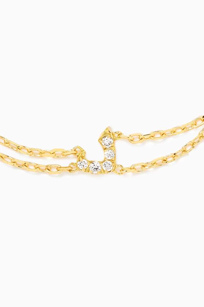 

Arabic Letter 'D' د Diamond Bracelet in 18kt Gold, White