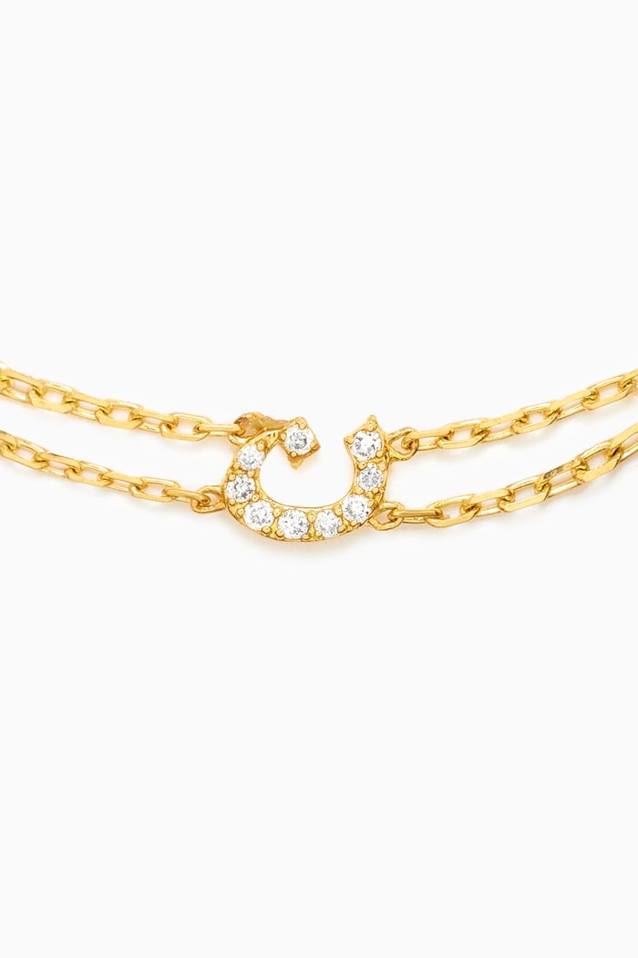 

Arabic Letter 'N' ن Diamond Bracelet in 18kt Gold, White