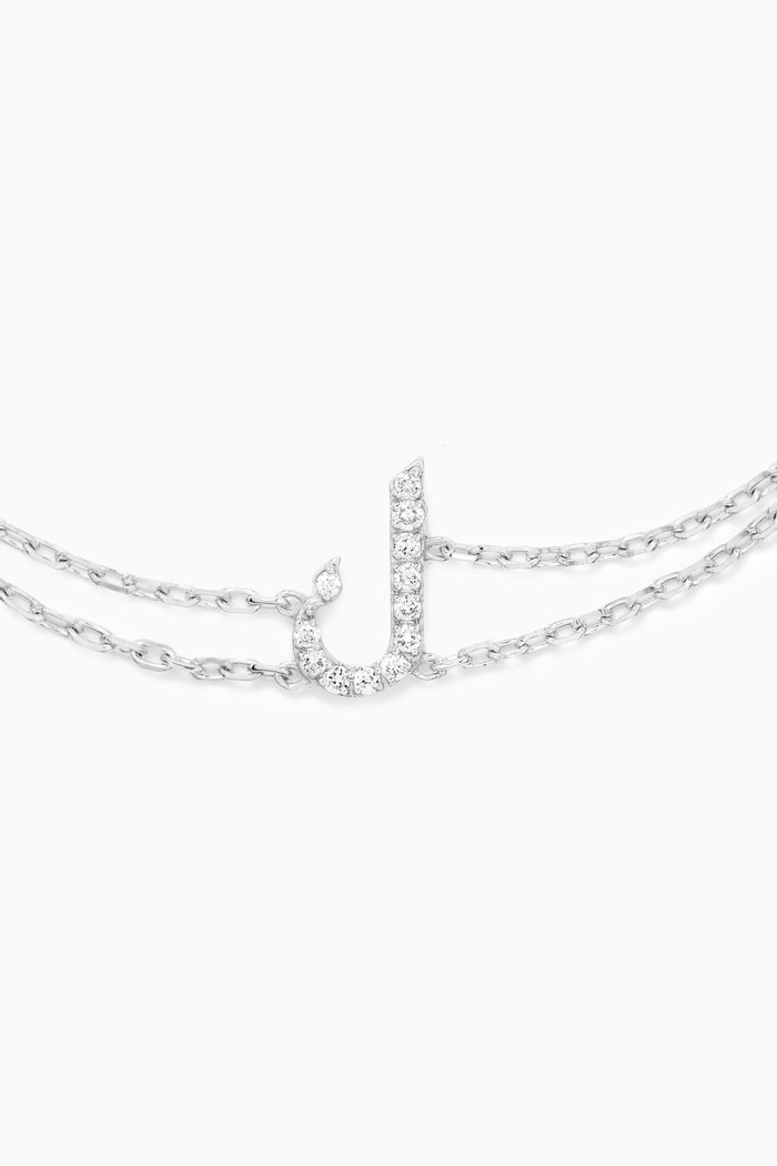 Arabic Letter 'K' ك Diamond Bracelet in 18kt White Gold