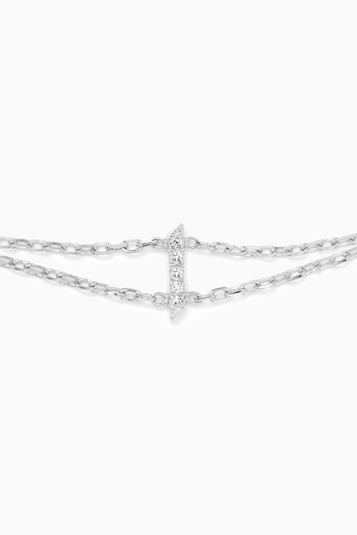 

Arabic Letter 'A' ا Diamond Bracelet in 18kt White Gold