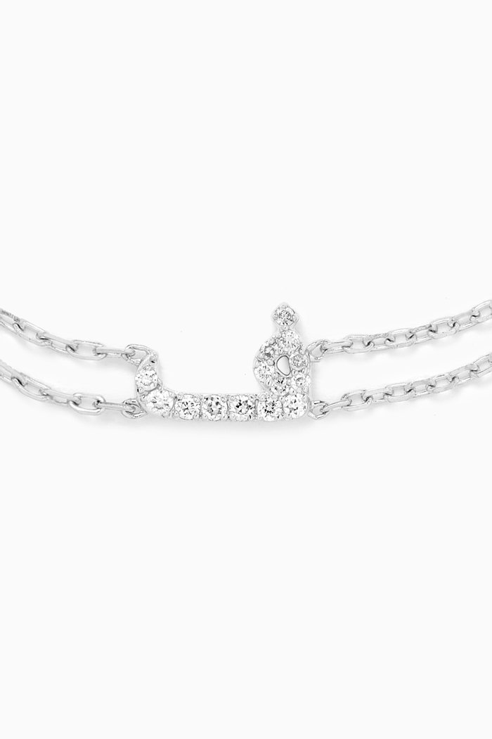 Arabic Letter 'F' ف Diamond Bracelet in 18kt White Gold