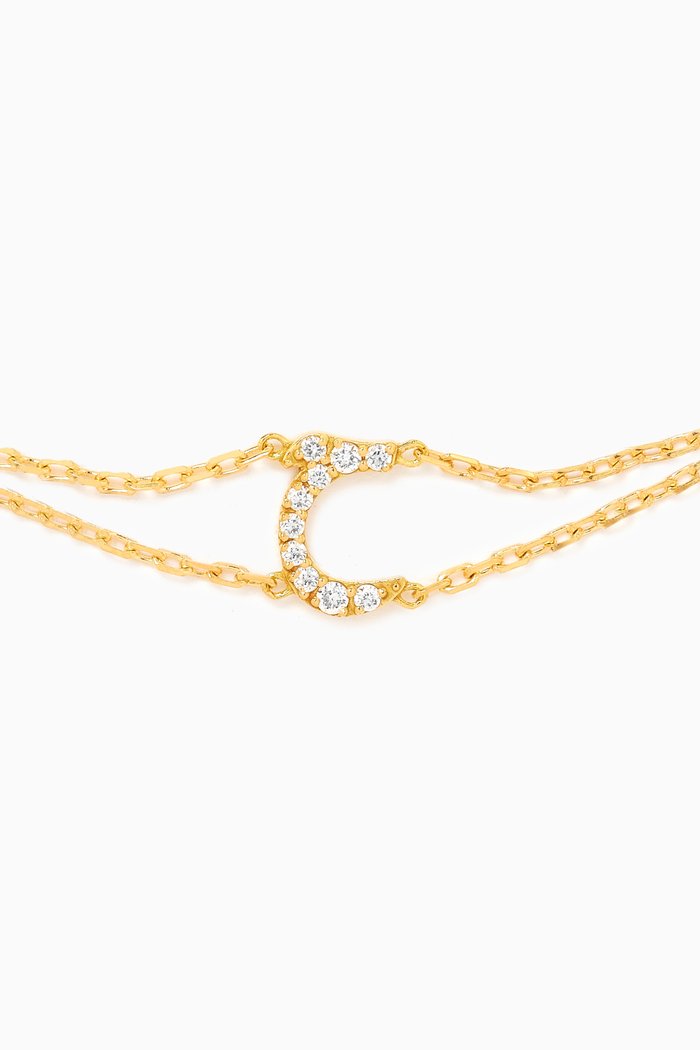 Arabic Letter 'Haa/H' ح Diamond Bracelet in 18kt Gold, White