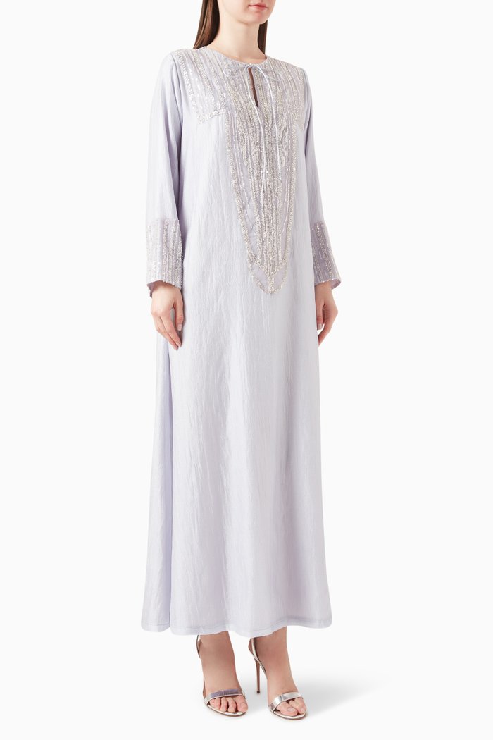 

Bead-embellished Kaftan in Glittered Organza, Purple