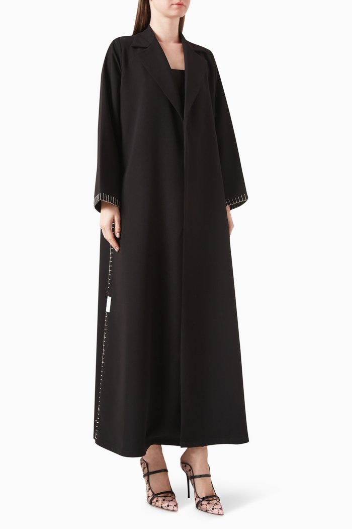 

Blanket-stitch Abaya in Polycrepe, Multicolour