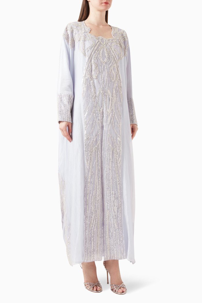 

Bead-embellished Thobe Kaftan in Organza, Purple
