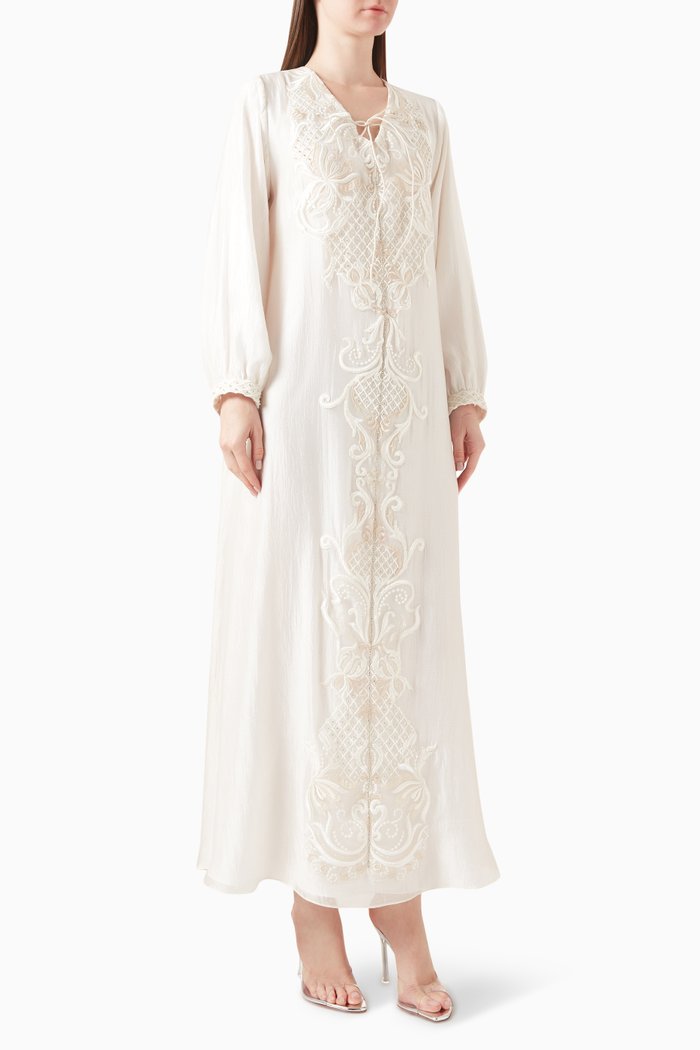 

Floral-lace Kaftan in Organza, Neutral