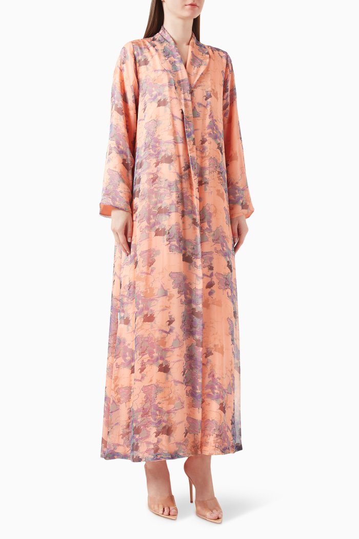 

Zainah Cut Abaya in Silk, Multicolour