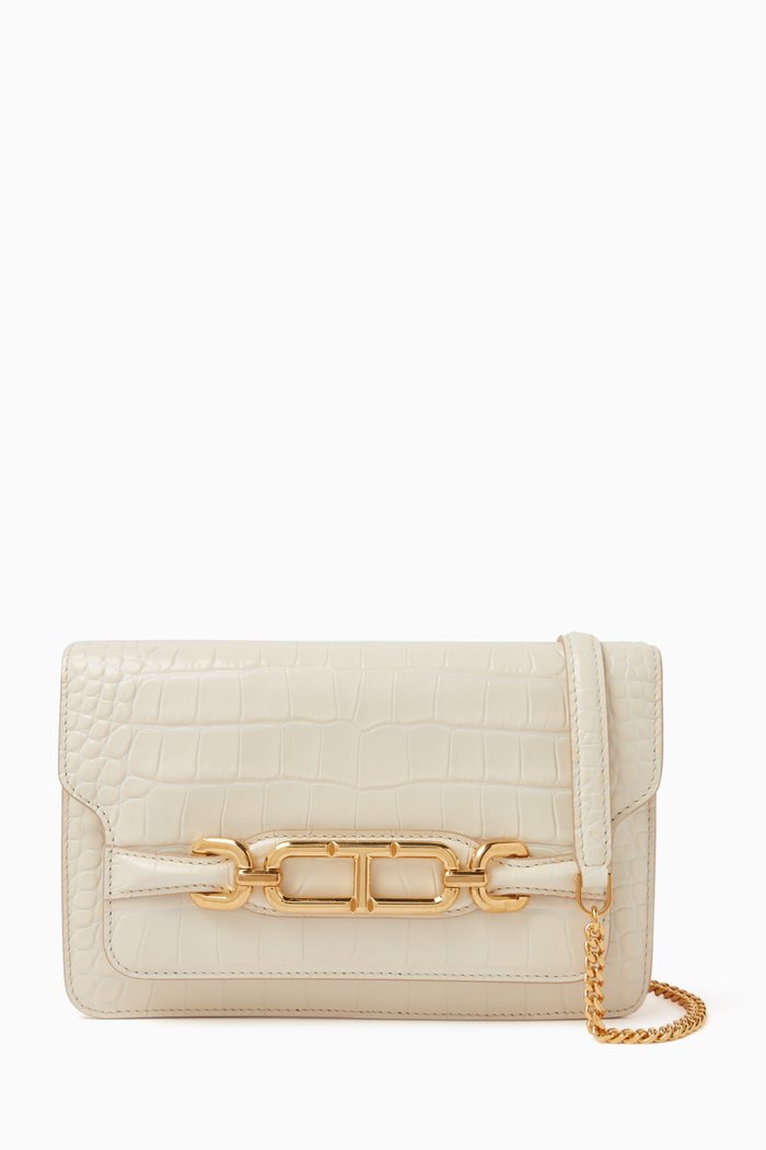 

Whitney Shoulder Bag in Croc-embossed Leather, Neutral