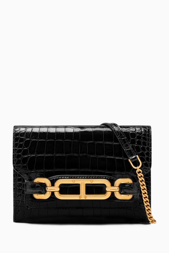 

Mini Whitney Shoulder Bag in Printed-Croc Leather, Black