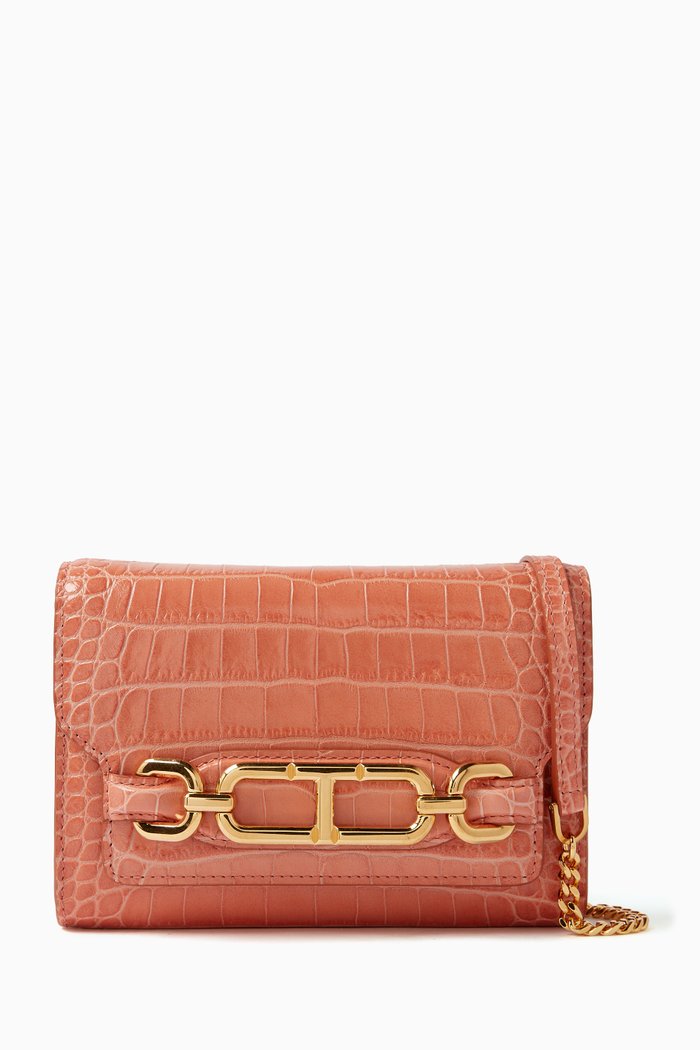 

Mini Whitney Shoulder Bag in Printed-Croc Leather, Pink