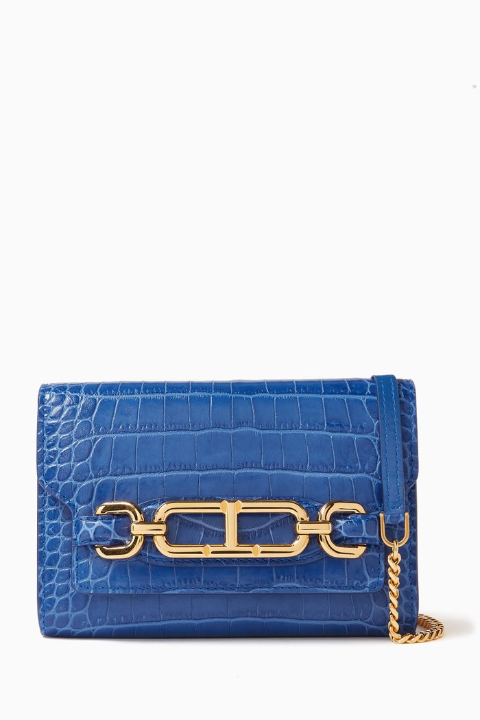 

Mini Whitney Shoulder Bag in Printed-Croc Leather, Blue
