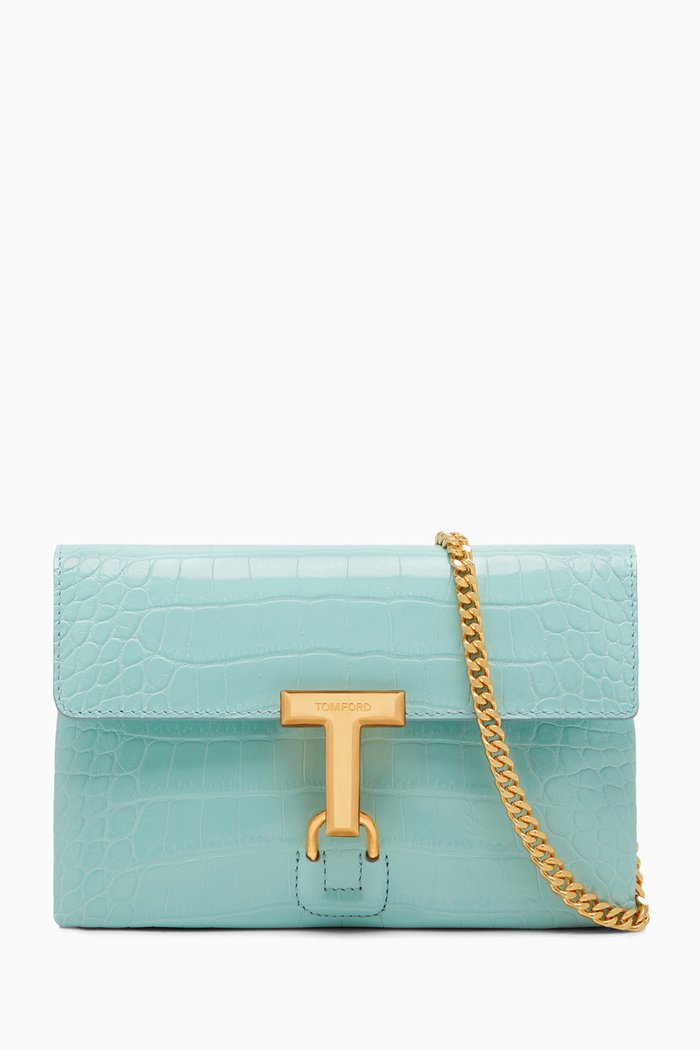 

Mini Monarch Shoulder Bag in Printed-Croc Leather, Blue