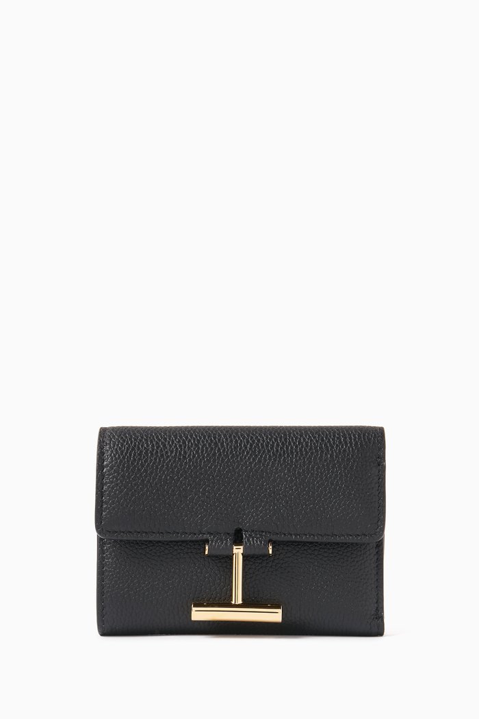 

Tara Compact Wallet in Leather, Black