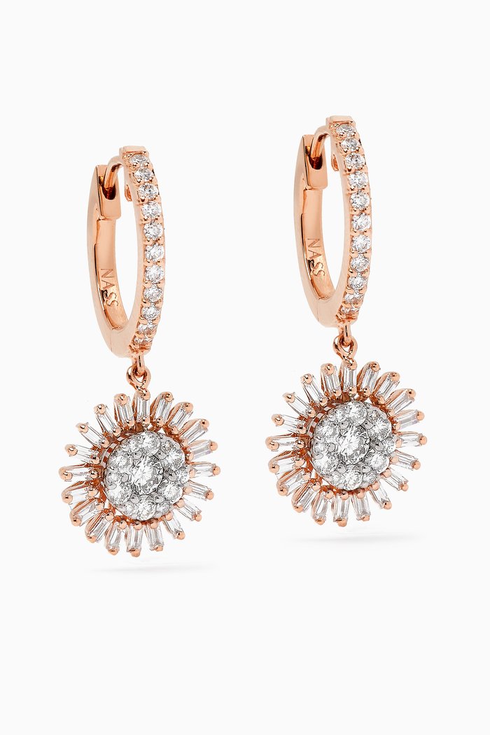 

Flower Diamond Huggies in 18kt Rose Gold