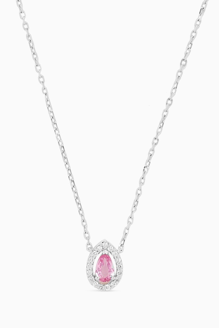 

Framed Pear Sapphire and Diamond Pendant in 18kt White Gold, Silver