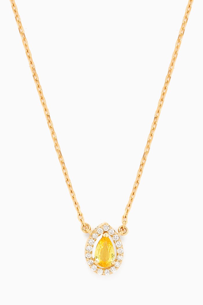 

Framed Pear Sapphire and Diamond Pendant in 18kt Yellow Gold