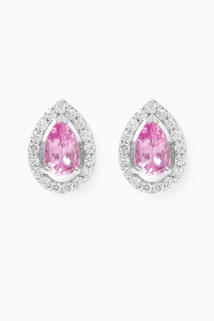 

Framed Sapphire Pear Studs in 18kt White Gold, Silver