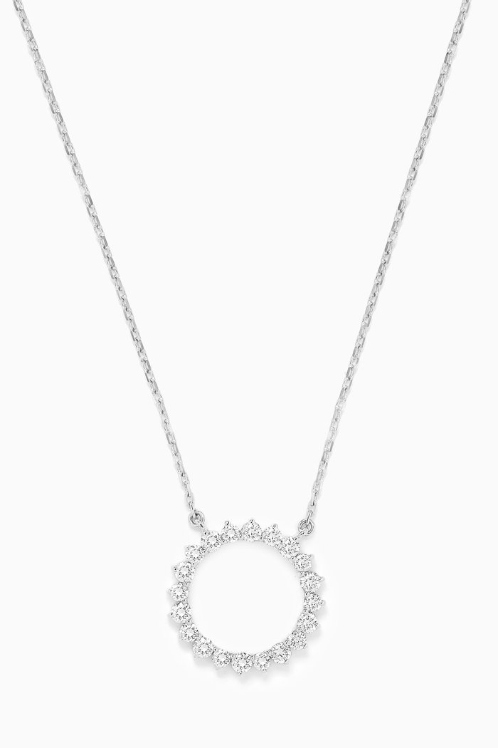 

Circle Diamond Chain Pendant in 18kt White Gold, Silver