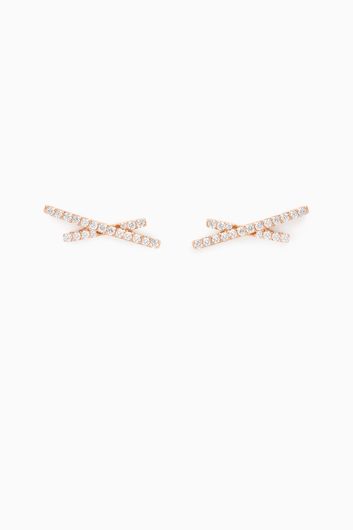 

Cross Motif Diamond Earrings in 18kt Rose Gold