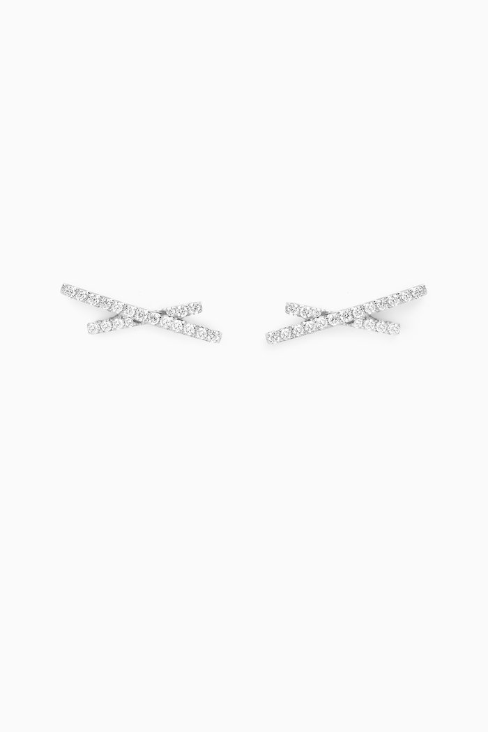 

Cross Motif Diamond Earrings in 18kt White Gold, Silver