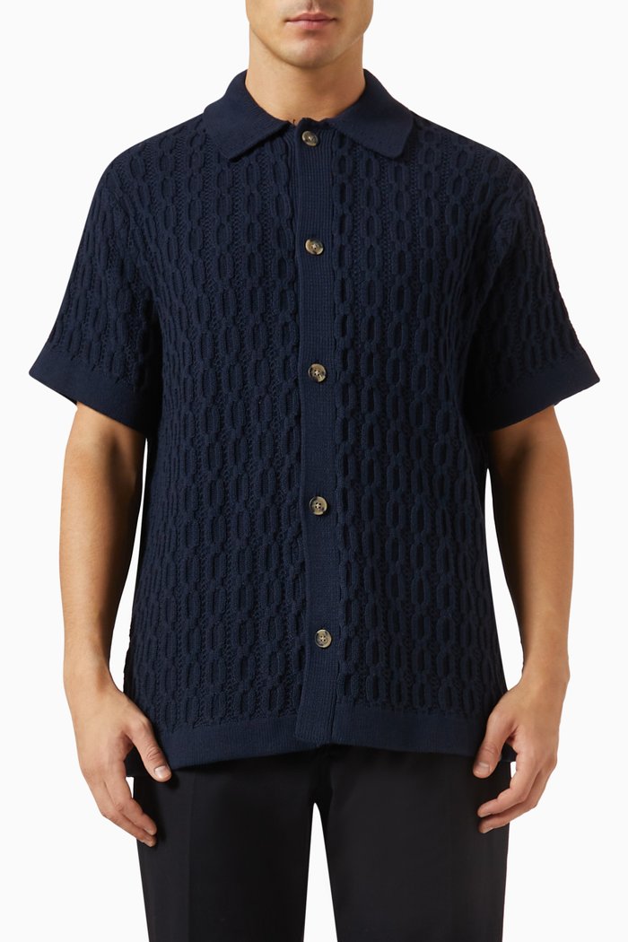 

Garrett Shirt in Cotton Knit, Blue