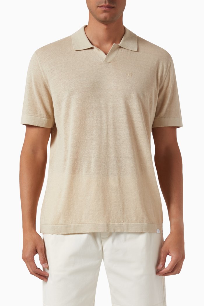 Emmanuel Polo Shirt in Linen-blend Knit, Neutral