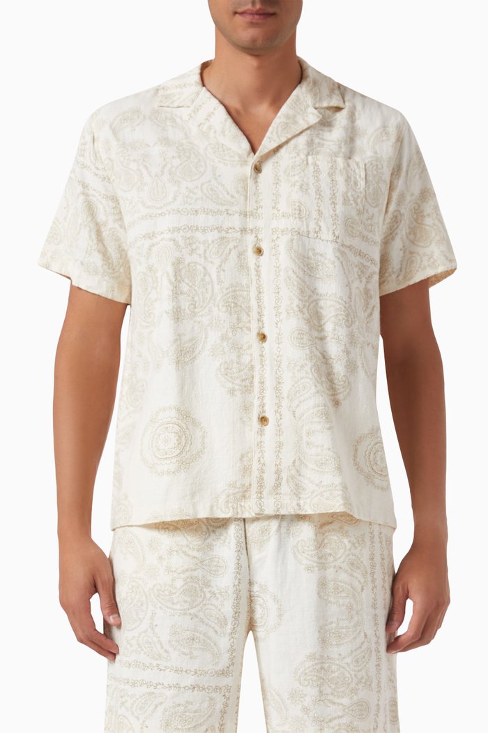 

Lesley Paisley Shirt in Cotton-blend, Neutral