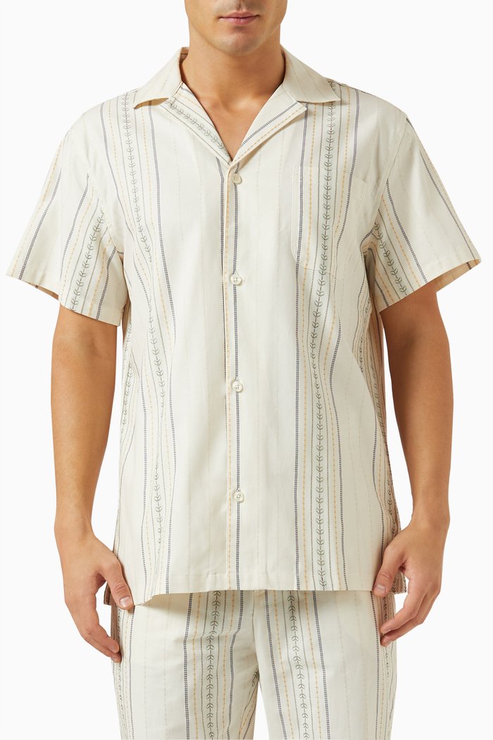 Leo Embroidery Shirt in Cotton, Neutral