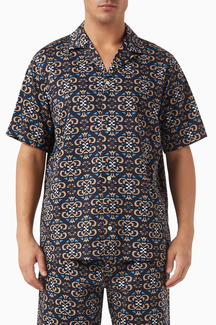 

Hendrix All-over print Shirt in Tencel-blend, Blue