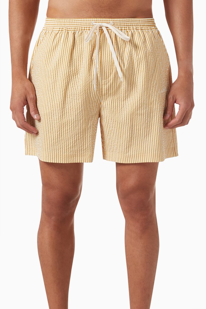 

Stan Striped Swim Shorts in Seersucker, Yellow