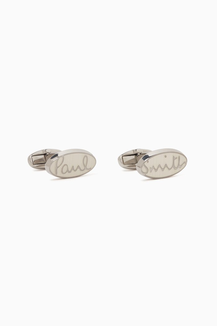 

Oval Logo Cufflinks in Metal, Silver