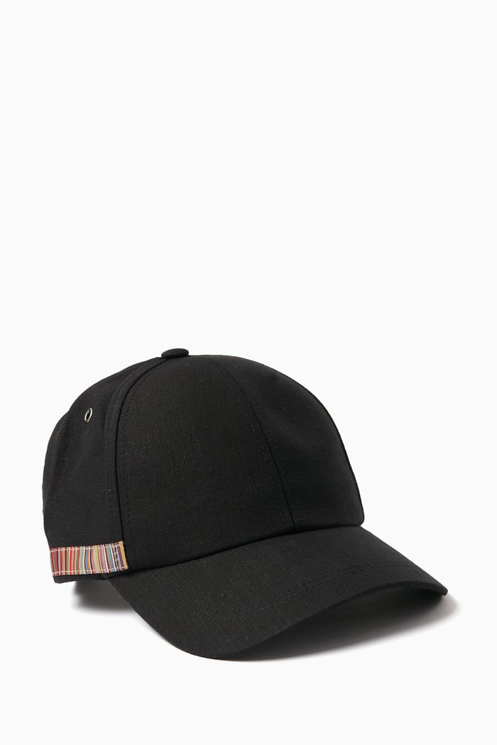 

Signature Stripe Trim Cap in Linen, Black