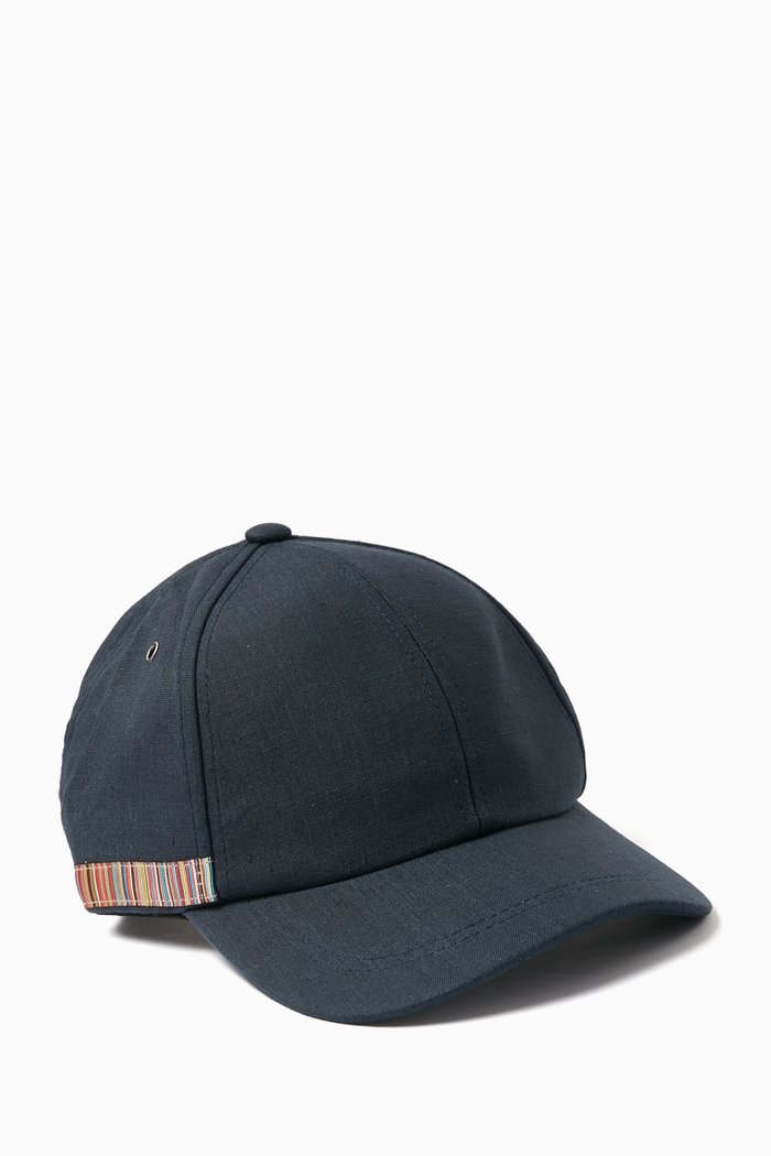 

Signature Stripe Trim Cap in Linen, Blue