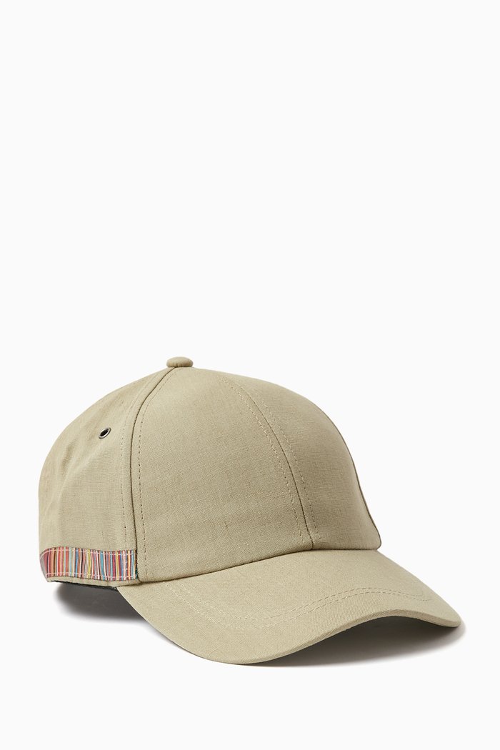 Signature Stripe Trim Cap in Linen, Neutral