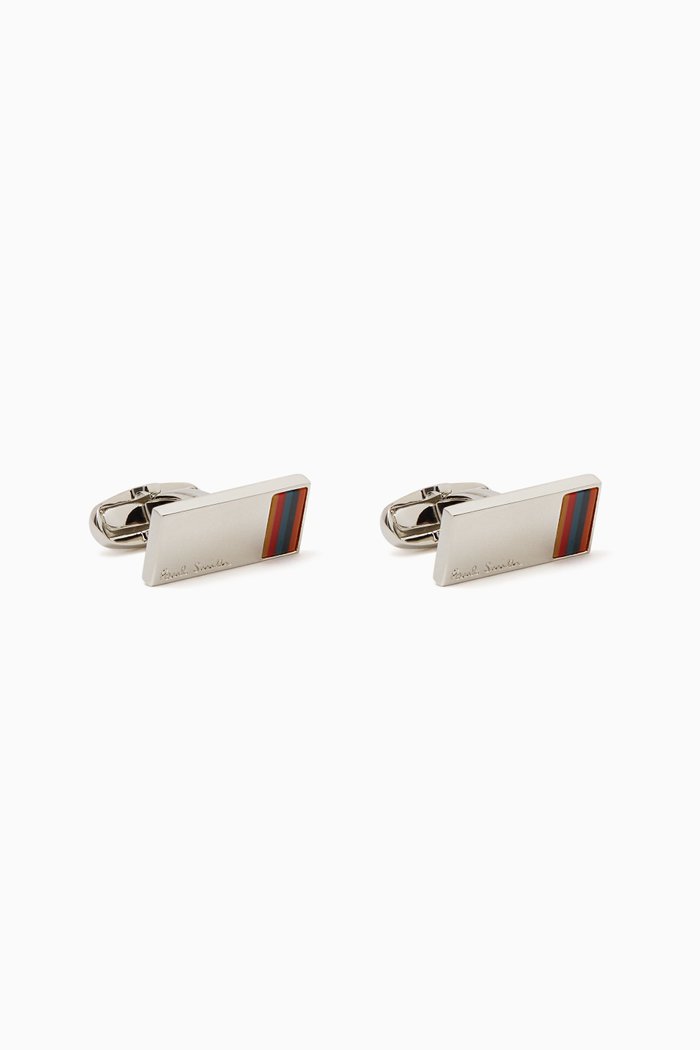 

Bright Stripe Cufflinks in Metal, Multicolour