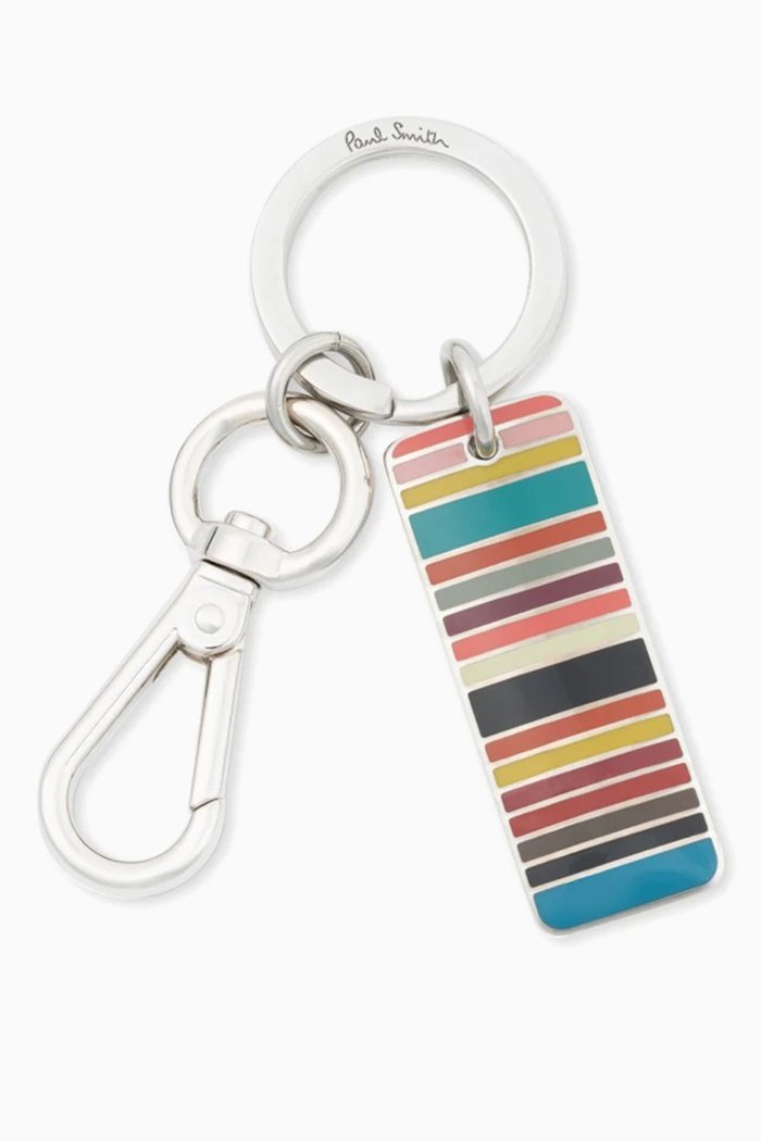 

Signature Stripe Tag Keyring in Metal, Multicolour