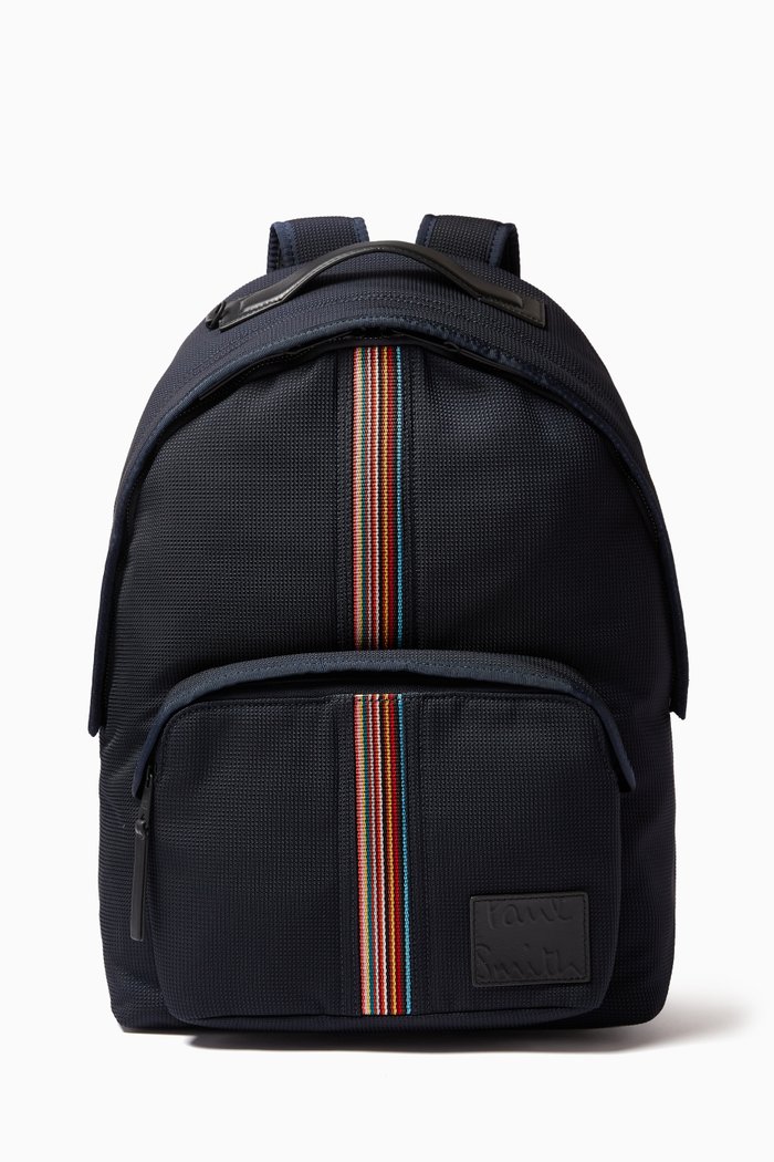 

Signature Stripe Backpack in Textured Mesh, Blue