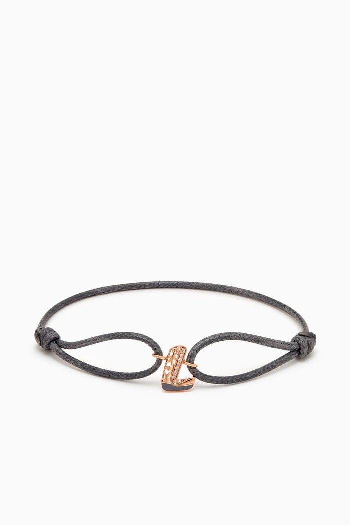

Retro Diamond Initial 'L' Bracelet in 18kt Rose Gold