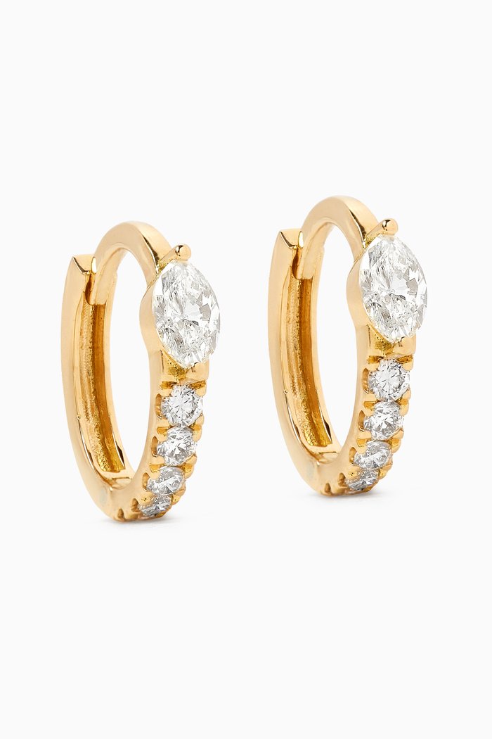 

Marquise-shaped Diamond Huggie Earrings in 18kt Gold, Yellow