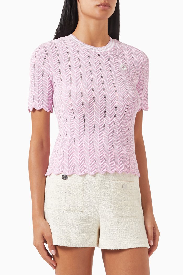 Openwork Top in Knit Jersey, Purple