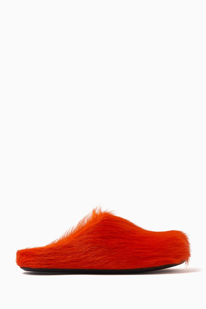 Fussbett Sabot Clog Mules in Calfskin, Orange