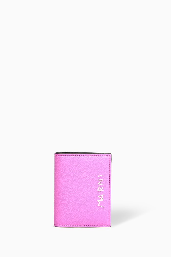 

Bi-fold Wallet in Milled Calfskin Leather, Purple