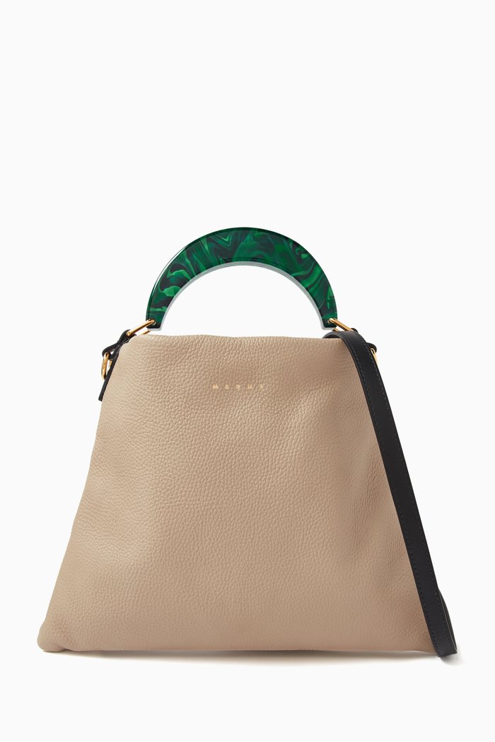 

Small Venice Hobo Bag in Leather, Green