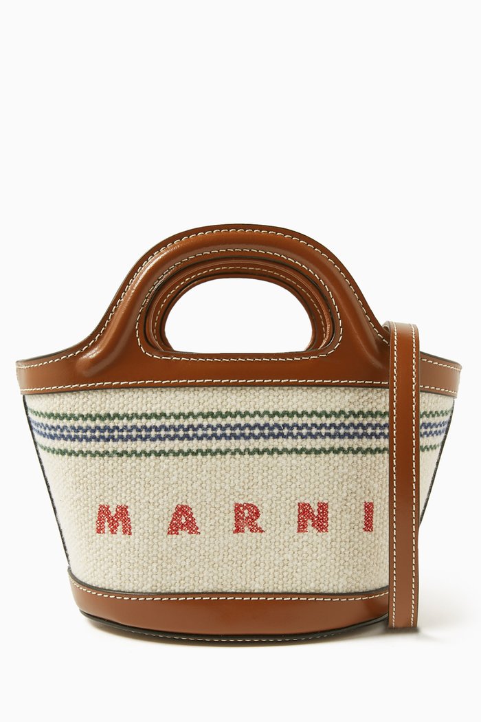 

Tropicalia Micro Bag in Leather & Canvas, Multicolour