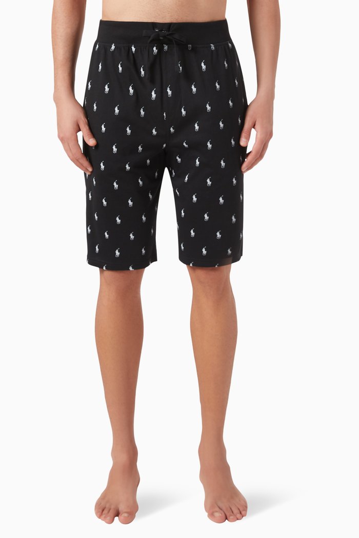 

All-over Pony Shorts in Cotton, Black