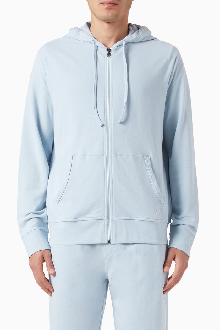 

Zip-up Hoodie in Cotton-fleece, Blue