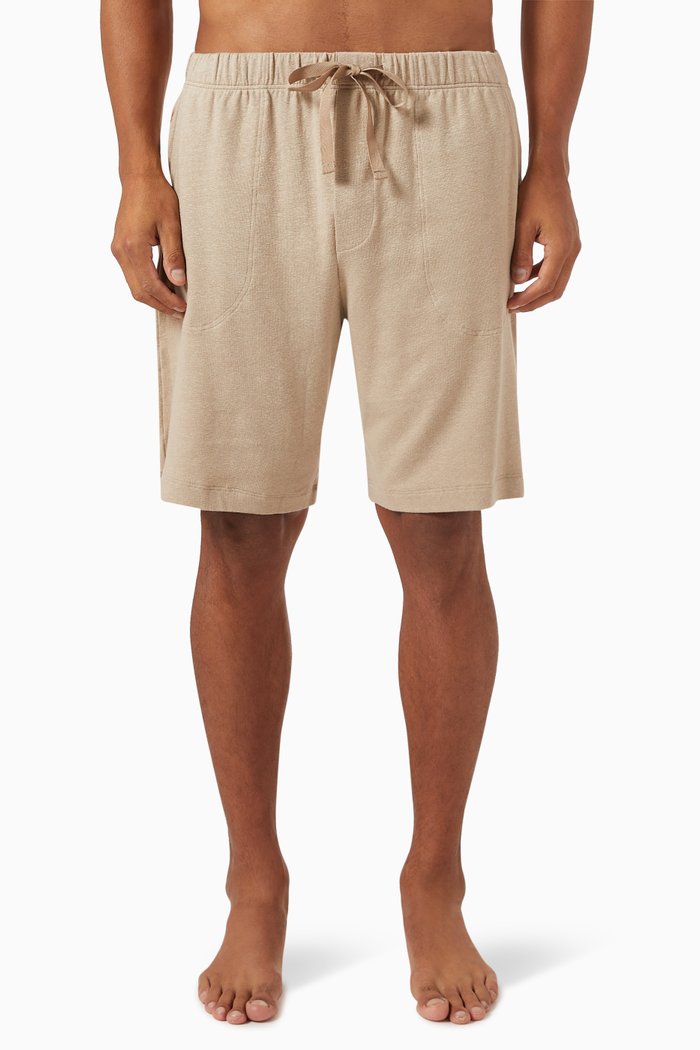 Drawstring Shorts in Cotton-linen Blend, Neutral